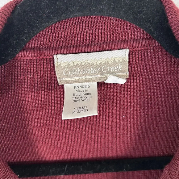 Coldwater Creek Cardigan Women's Petite Small Red Button Wool Blend Hole - Picture 4 of 9